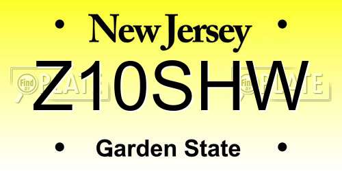 Z10SHW New Jersey License Plate