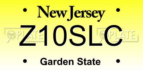 Z10SLC New Jersey License Plate