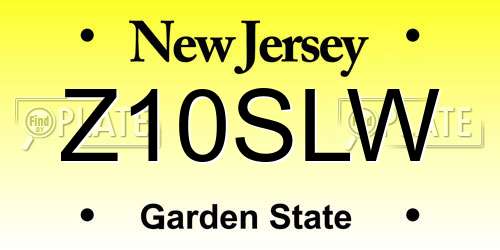 Z10SLW New Jersey License Plate