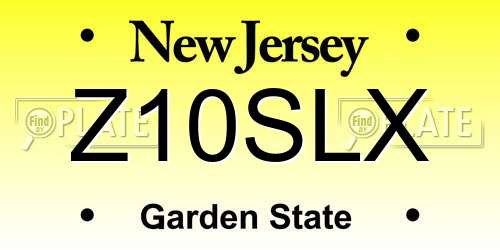 Z10SLX New Jersey License Plate