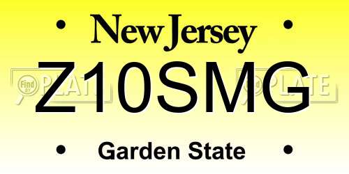 Z10SMG New Jersey License Plate