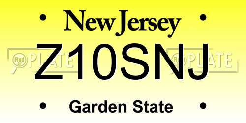 Z10SNJ New Jersey License Plate