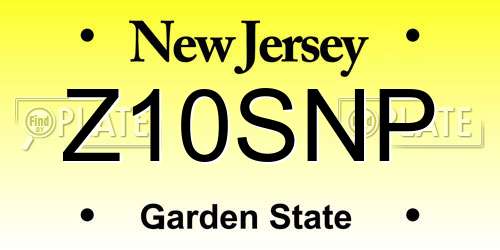 Z10SNP New Jersey License Plate