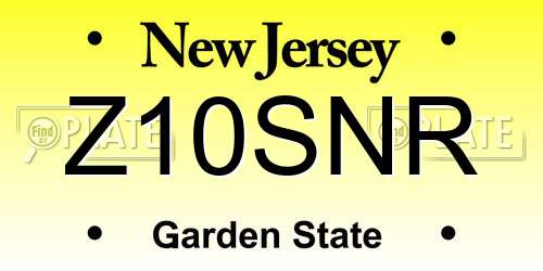 Z10SNR New Jersey License Plate