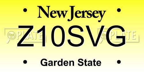 Z10SVG New Jersey License Plate