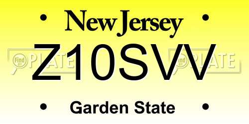 Z10SVV New Jersey License Plate