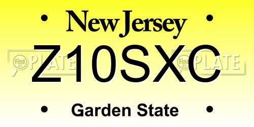 Z10SXC New Jersey License Plate