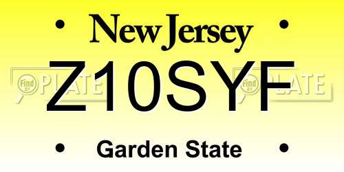 Z10SYF New Jersey License Plate