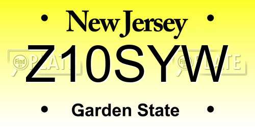 Z10SYW New Jersey License Plate