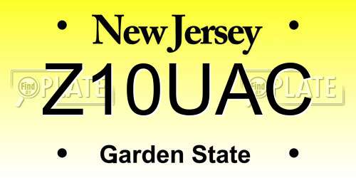 Z10UAC New Jersey License Plate
