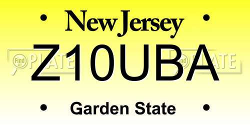 Z10UBA New Jersey License Plate