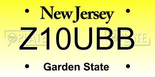 Z10UBB New Jersey License Plate