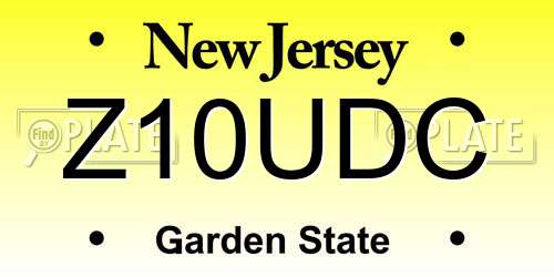 Z10UDC New Jersey License Plate