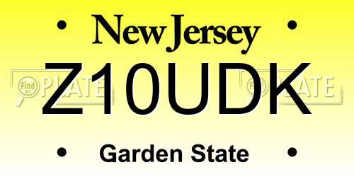 Z10UDK New Jersey License Plate