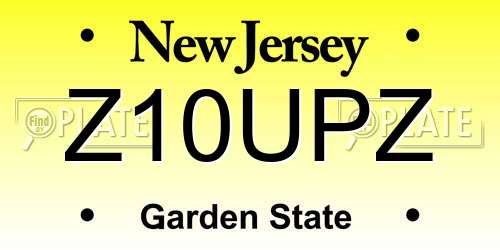 Z10UPZ New Jersey License Plate