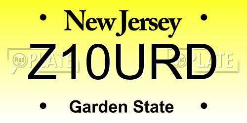 Z10URD New Jersey License Plate