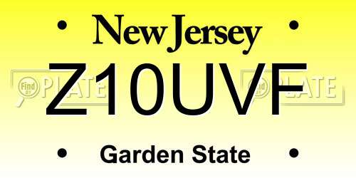 Z10UVF New Jersey License Plate