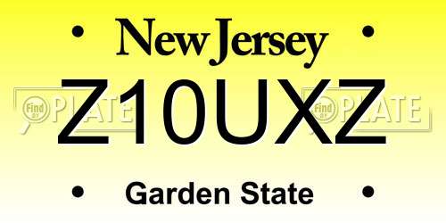 Z10UXZ New Jersey License Plate