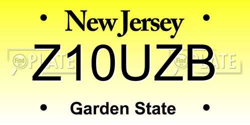 Z10UZB New Jersey License Plate
