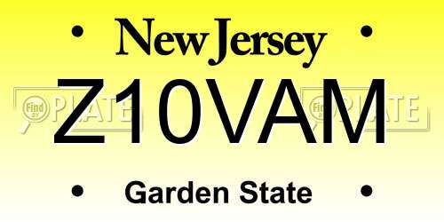Z10VAM New Jersey License Plate