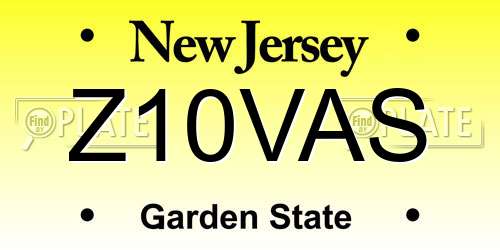 Z10VAS New Jersey License Plate