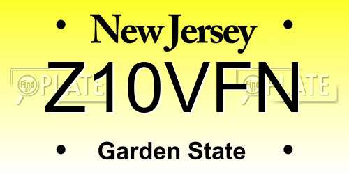 Z10VFN New Jersey License Plate