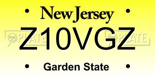Z10VGZ New Jersey License Plate