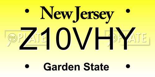 Z10VHY New Jersey License Plate