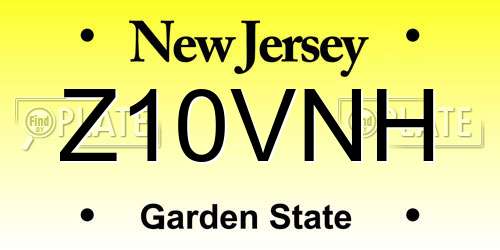 Z10VNH New Jersey License Plate