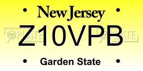 Z10VPB New Jersey License Plate