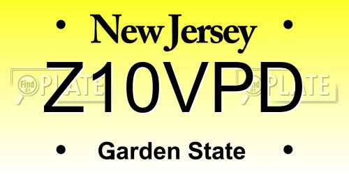Z10VPD New Jersey License Plate