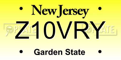 Z10VRY New Jersey License Plate