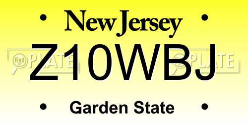 Z10WBJ New Jersey License Plate