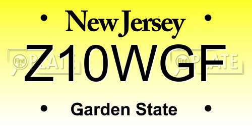 Z10WGF New Jersey License Plate