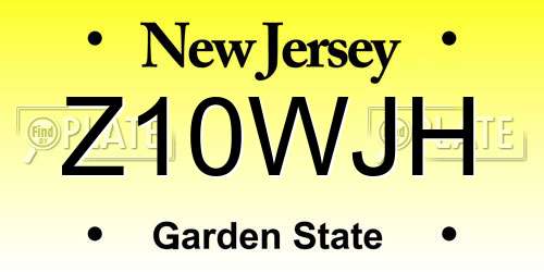 Z10WJH New Jersey License Plate