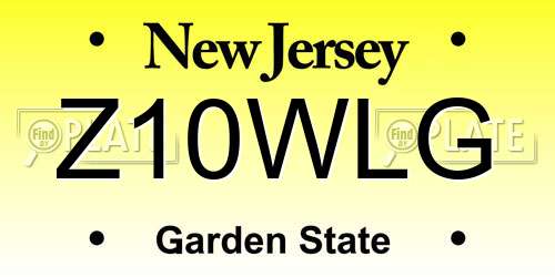 Z10WLG New Jersey License Plate