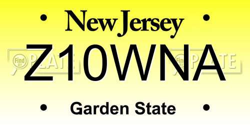 Z10WNA New Jersey License Plate