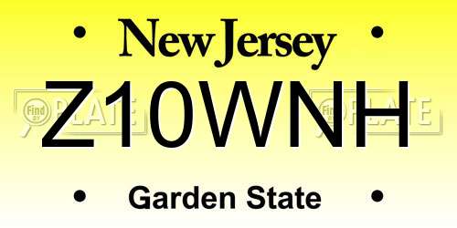 Z10WNH New Jersey License Plate