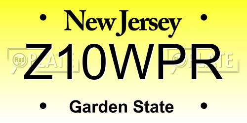 Z10WPR New Jersey License Plate