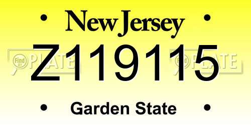 Z119115 New Jersey License Plate