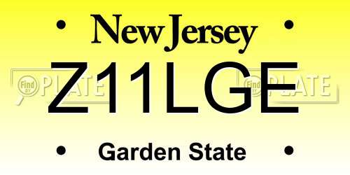 Z11LGE New Jersey License Plate