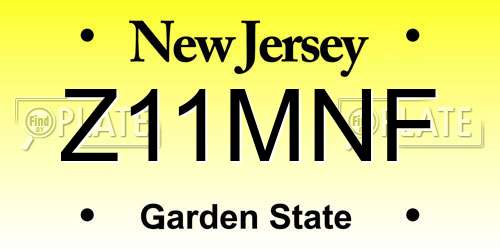 Z11MNF New Jersey License Plate