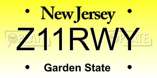 Z11RWY New Jersey License Plate