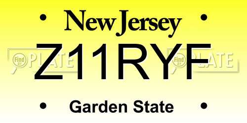 Z11RYF New Jersey License Plate