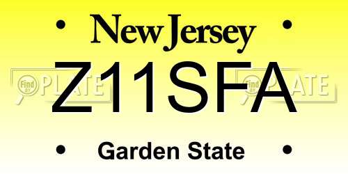 Z11SFA New Jersey License Plate