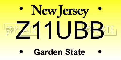 Z11UBB New Jersey License Plate