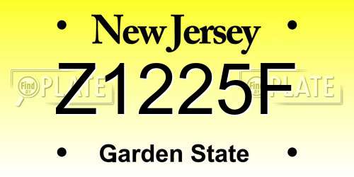 Z1225F New Jersey License Plate