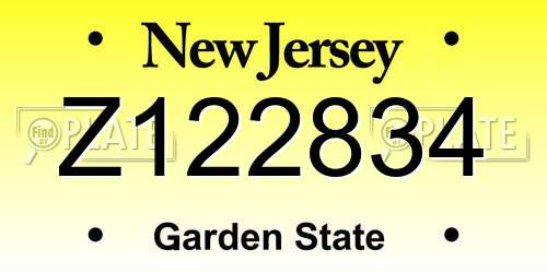 Z122834 New Jersey License Plate