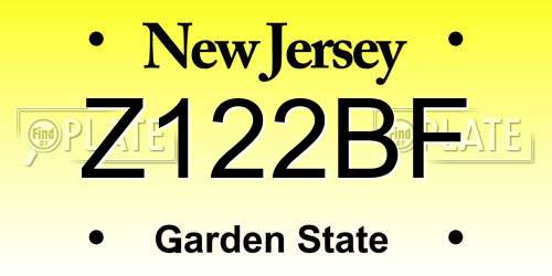 Z122BF New Jersey License Plate