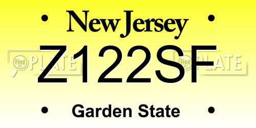 Z122SF New Jersey License Plate